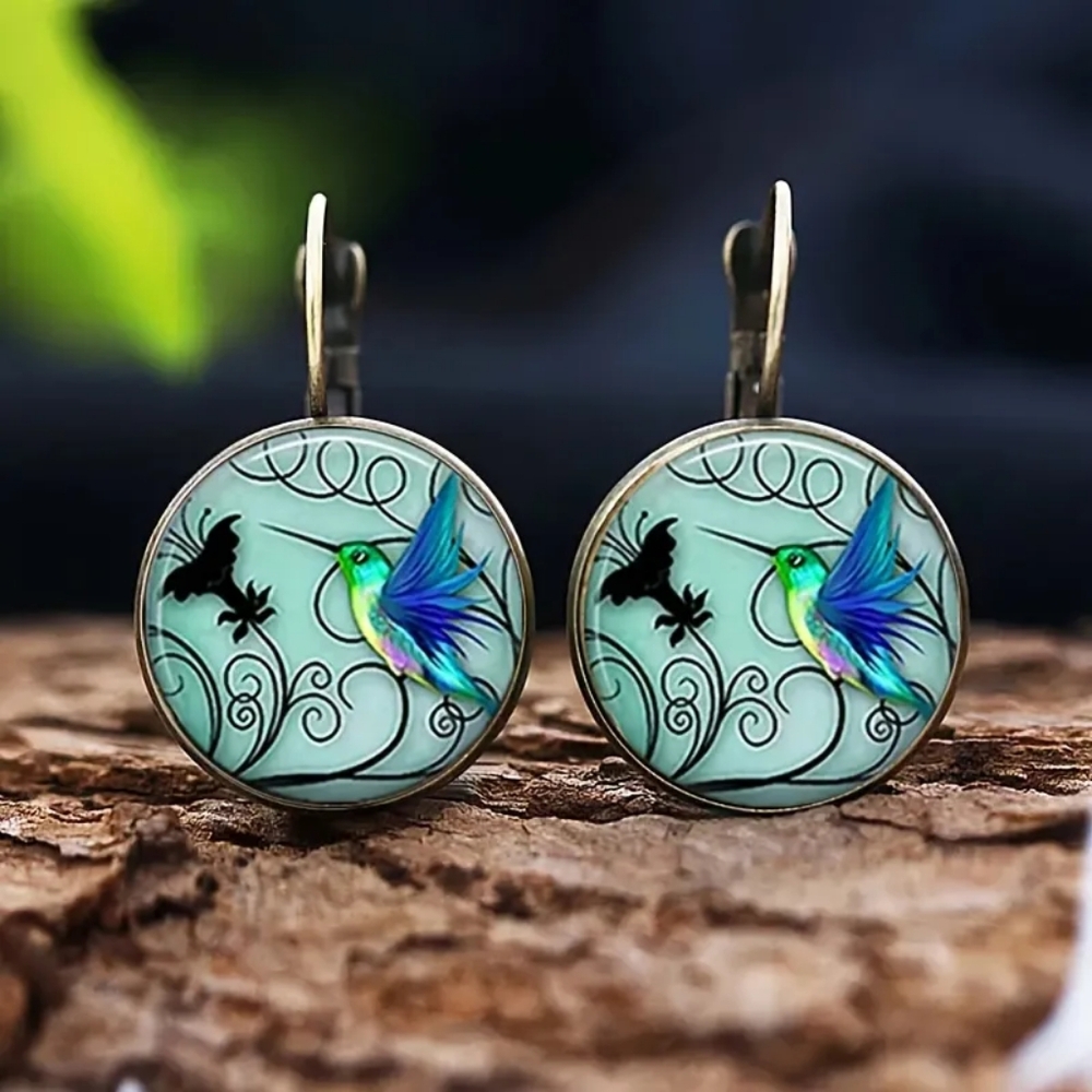 Brass hummingbird Earrings